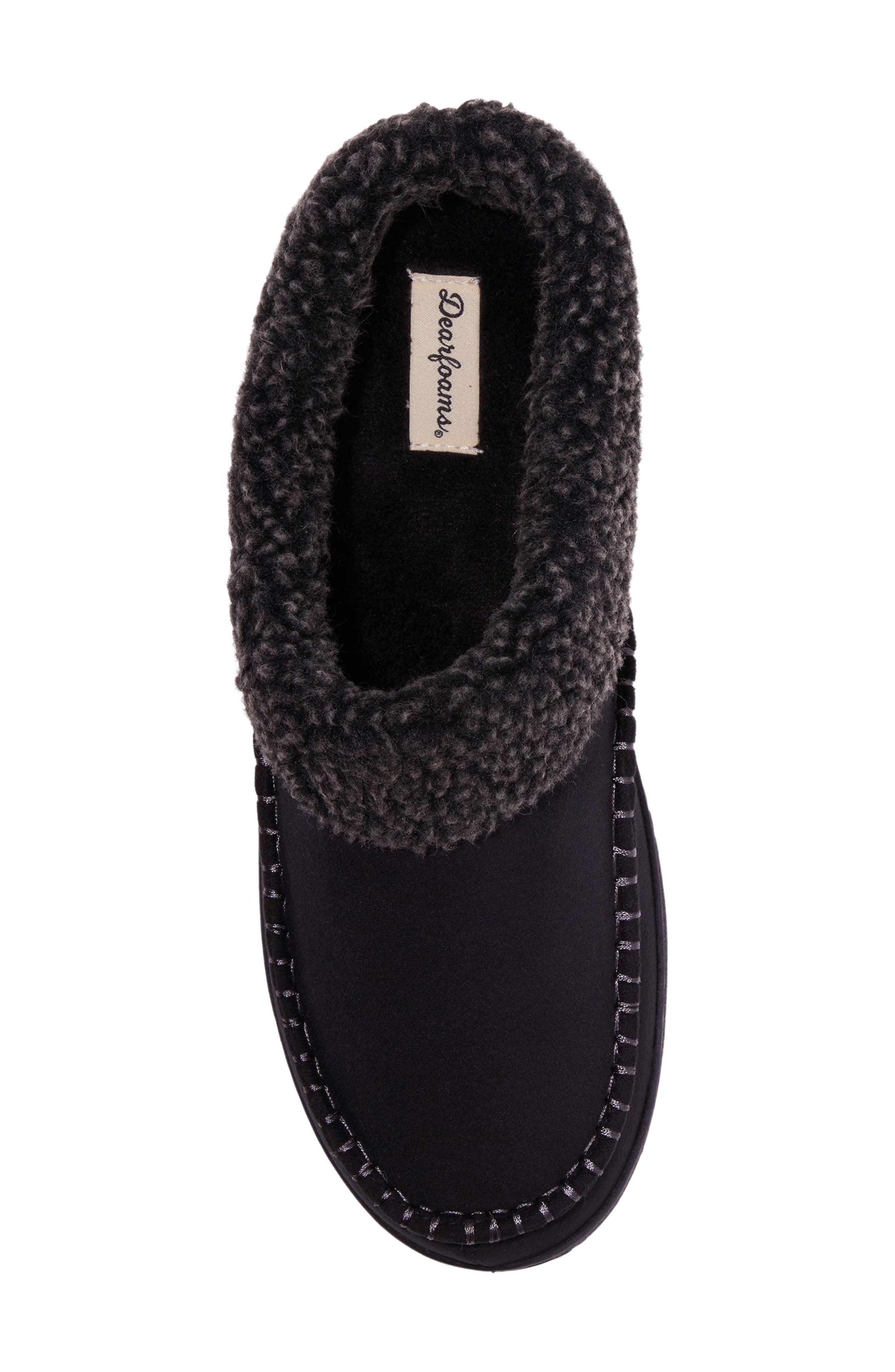 Marshall Microsuede Moccasin Toe Clog Slipper, Alternate, color, BLACK