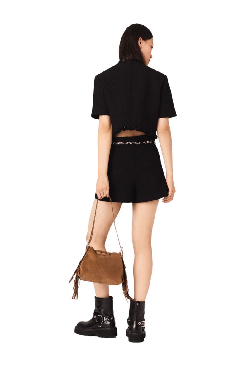 Shiny tweed shorts, Alternate, color, Black