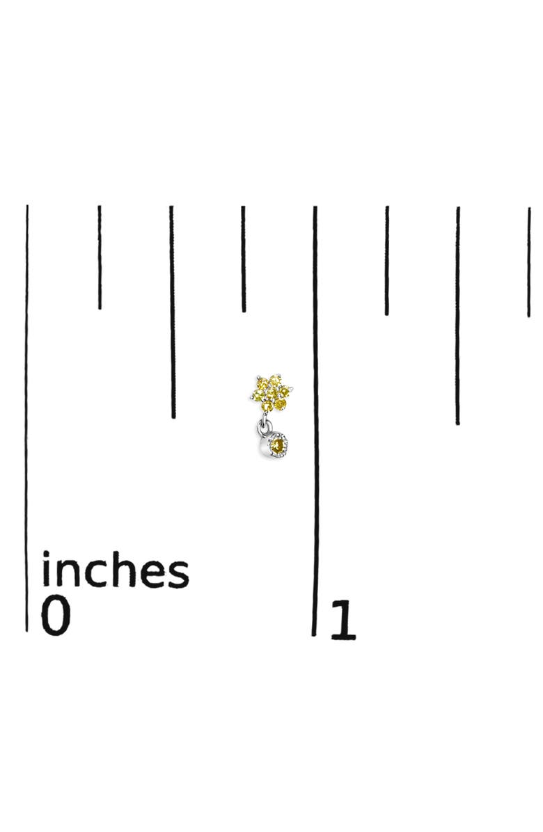 Haus of Brilliance Silver 1/10 Ct Yellow Diamond Star Stud with Bezel Drop Dangle Earrings, Alternate, color, White