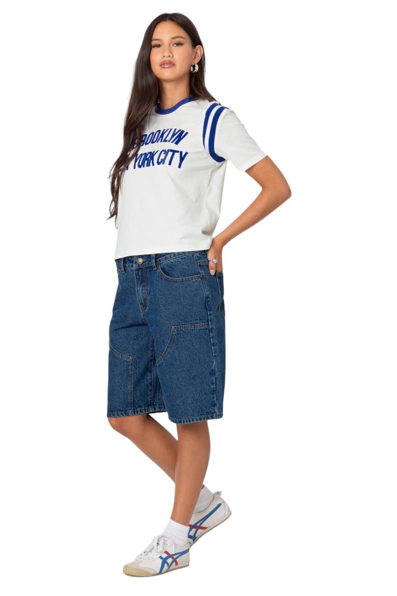 Jacqui Low Rise Denim Bermuda Shorts, Alternate, color, BLUE-WASHED