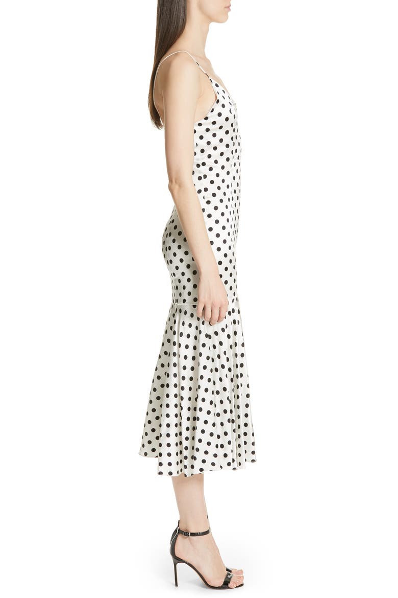 Kai Polka Dot Silk Mermaid Slipdress, Alternate, color, WHITE/ BLACK
