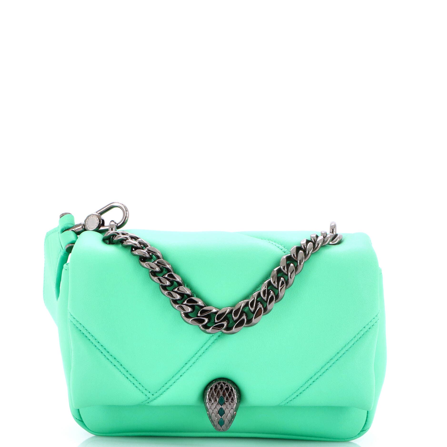 Serpenti Cabochon Shoulder Bag Diagonal Quilted Leather Mini, Main, color, Green