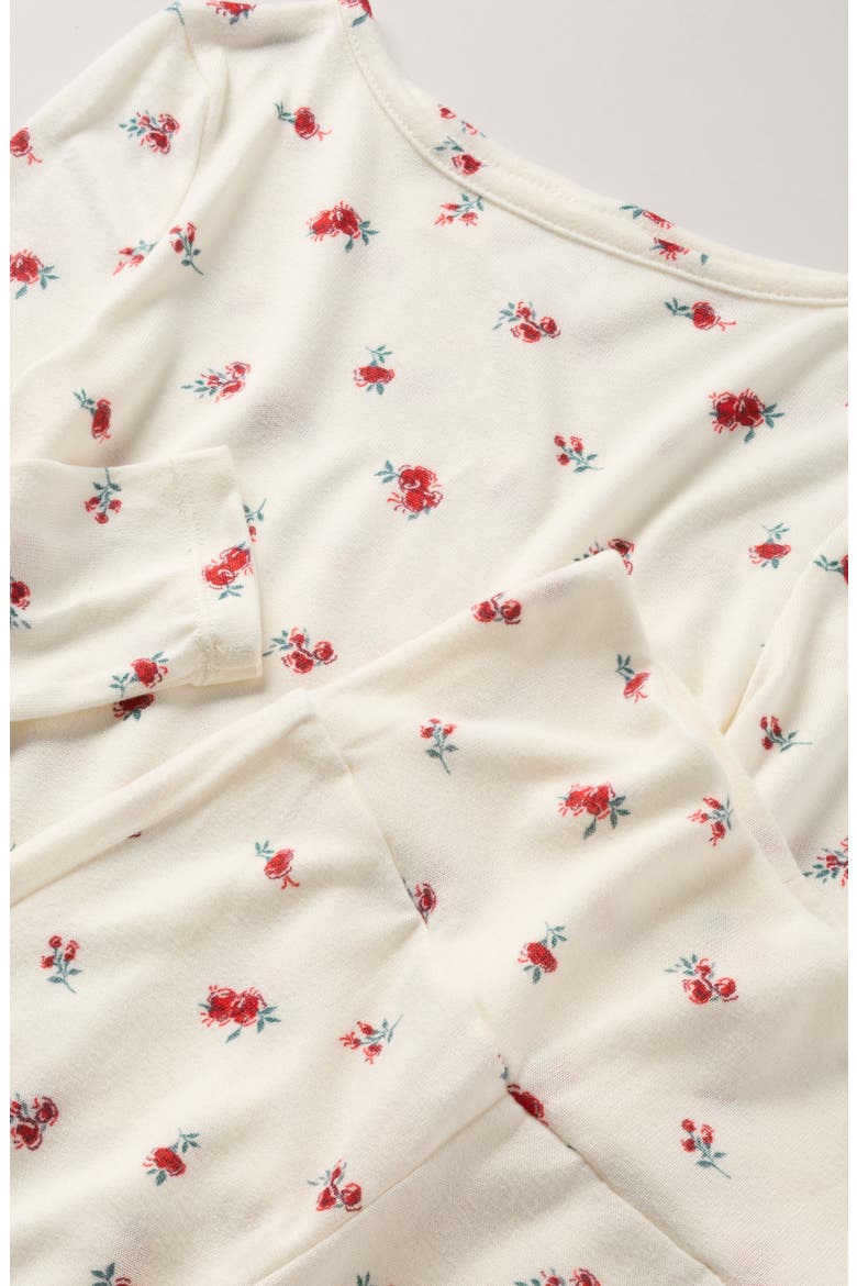 Kids' Brushed Jersey Pajamas, Alternate, color, IVORY LOVELY ROSEBUD DITSY