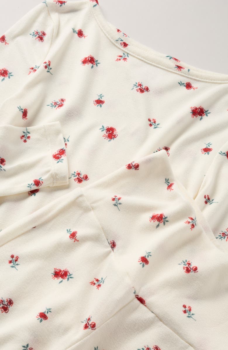 Nordstrom Kids' Brushed Jersey Pajamas, Alternate, color, Ivory Lovely Rosebud Ditsy