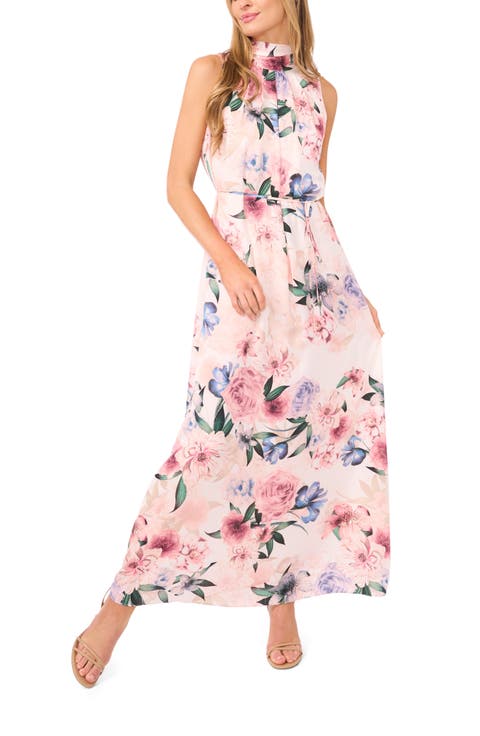 Floral Tie Neck Maxi Dress