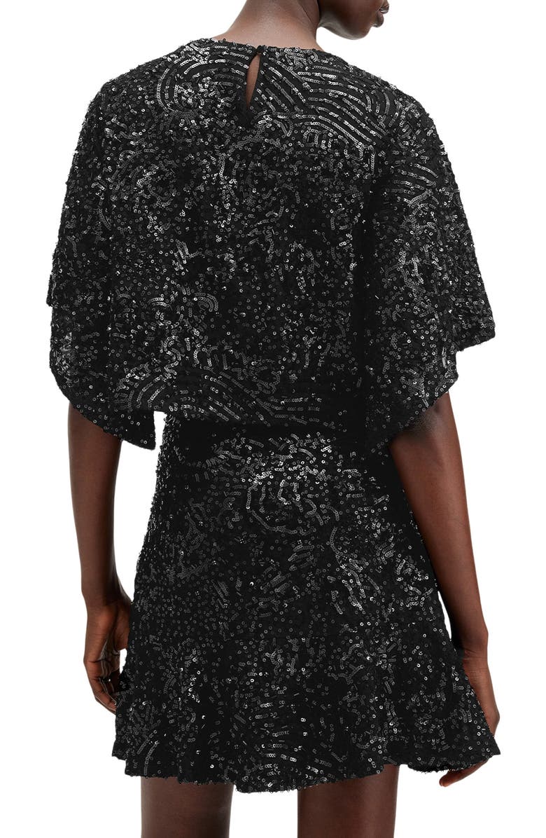 AllSaints Ivy Embellished Crop Top, Alternate, color, Black