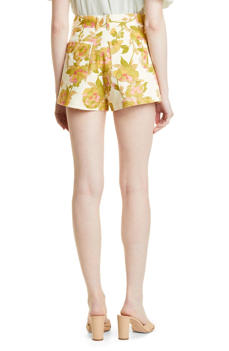 Floral Stretch Cotton Twill Shorts