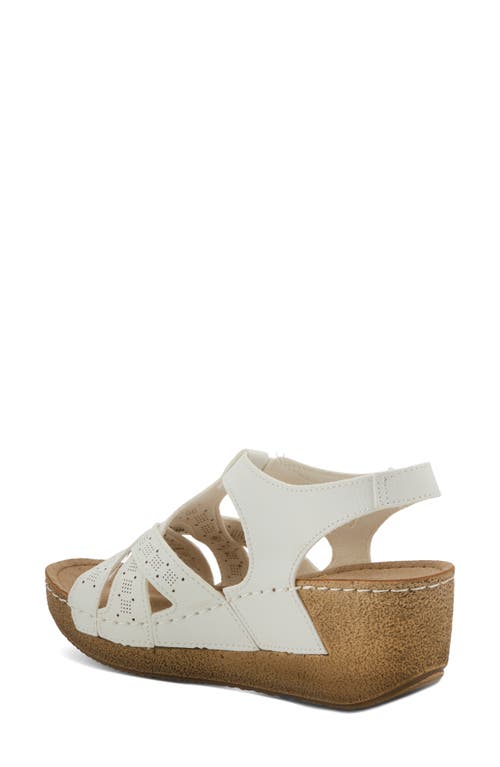 Flexus By Spring Step Perforated Wedge Sandal In White