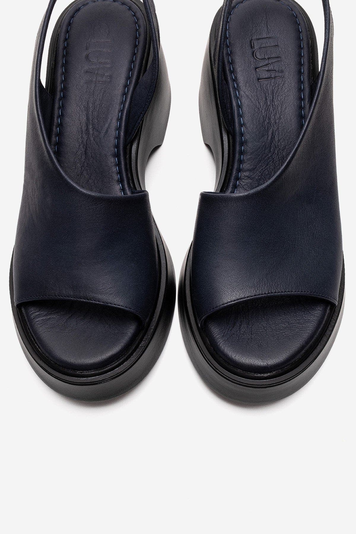 ROY Leather Wedge Sandal, Alternate, color, Navy