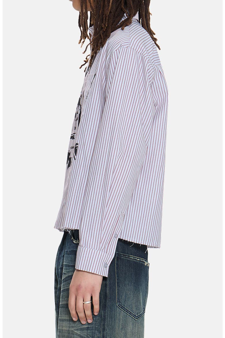 Stripe Graphic Button-Up Shirt, Alternate, color, GREY