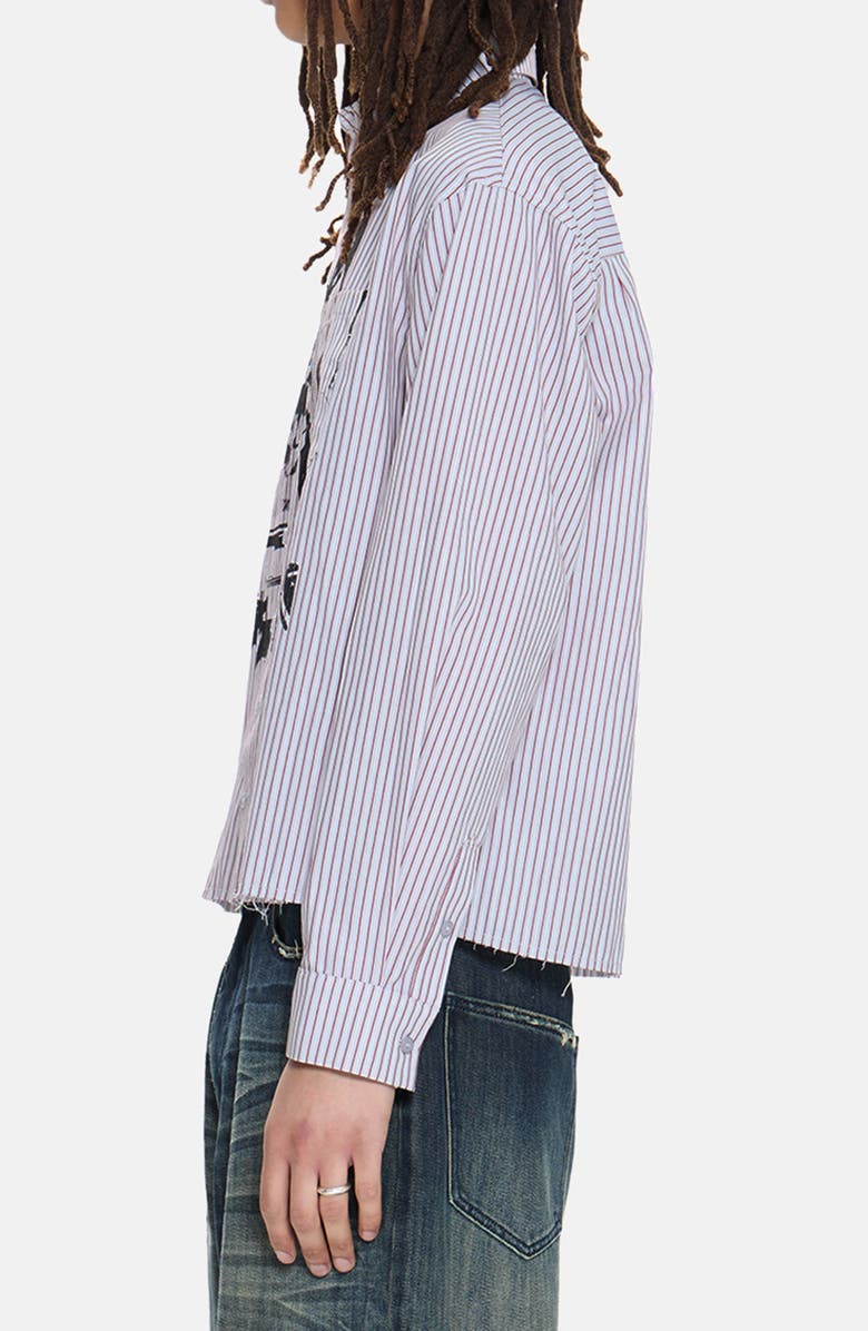 JADED LONDON Stripe Graphic Button-Up Shirt, Alternate, color, Grey