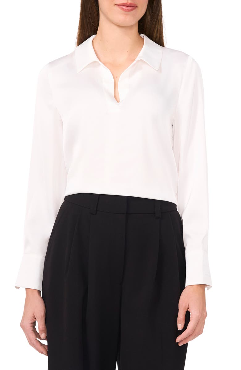 Halogen<sup>®</sup> Satin Johnny Collar Popover Top, Main, color,