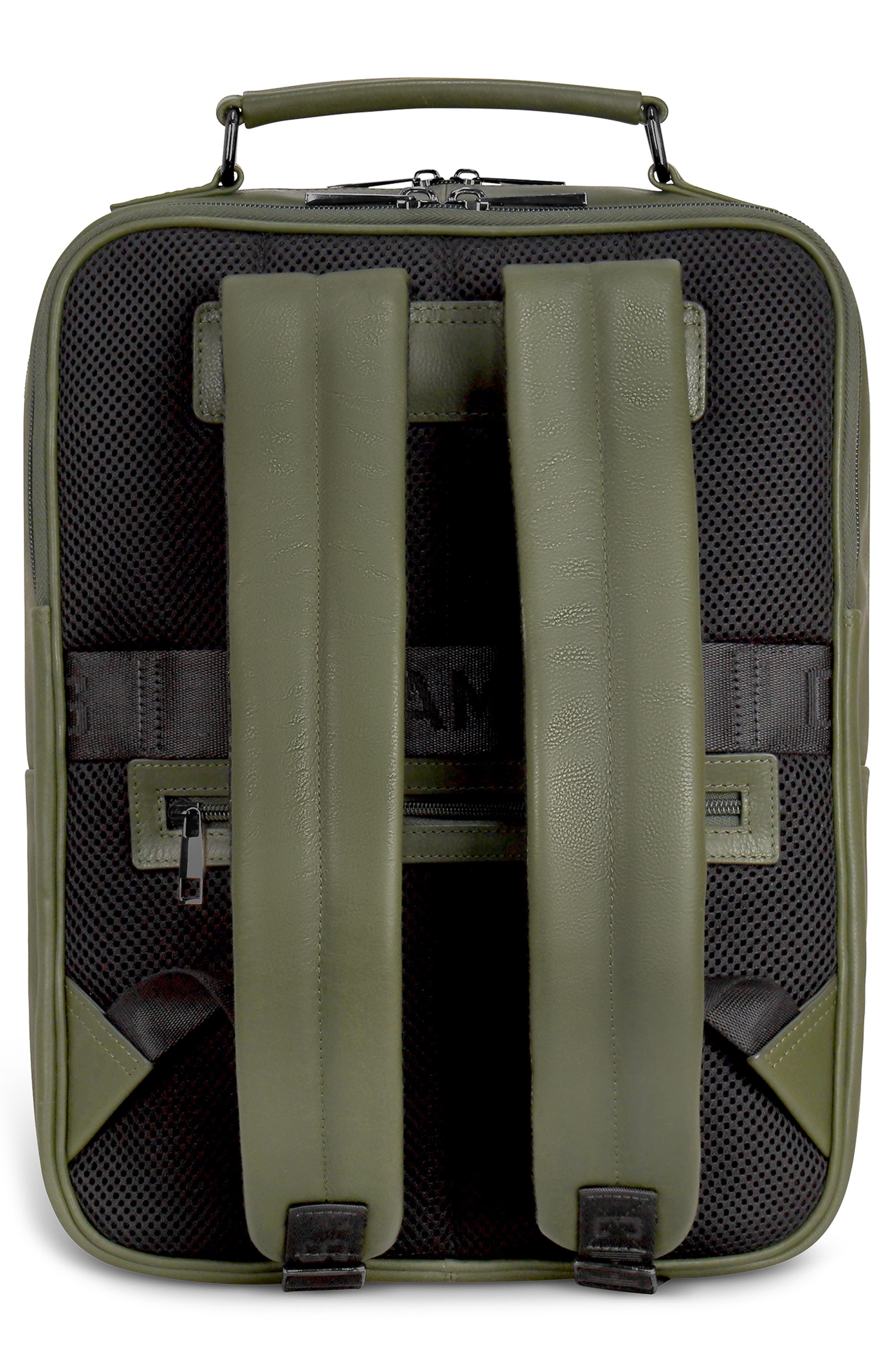 CHAMPS Compact Leather Travel Backpack, Alternate, color, Khaki