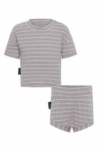 TINY TRIBE Stripe Rib T-Shirt & Shorts Set