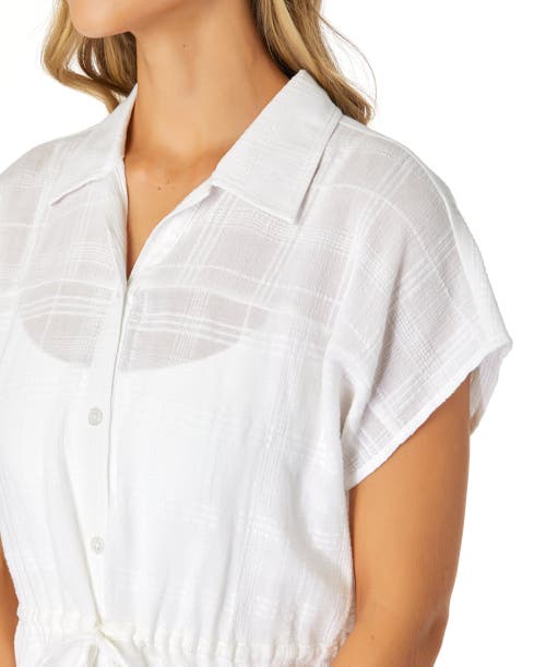 Anne Cole Button Up With Pockets Cover Up In Bright White