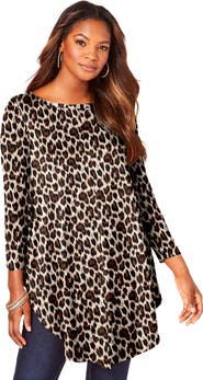 Roaman's Plus Size Boatneck Swing Ultra Drape Tunic Top