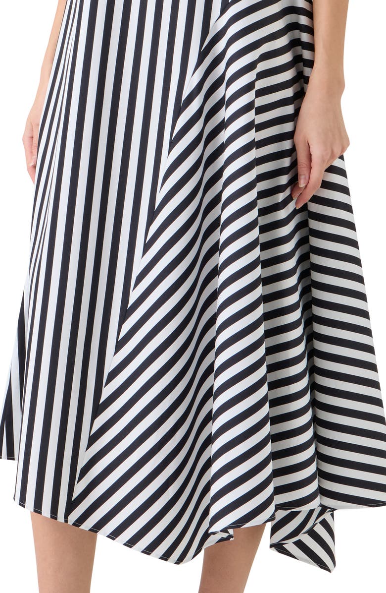Akris punto Kodak Stripe Cotton Poplin Midi Shirtdress, Alternate, color, Black-Cream