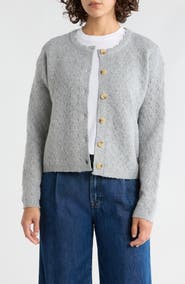 Bobeau Pointelle Stitch Cardigan