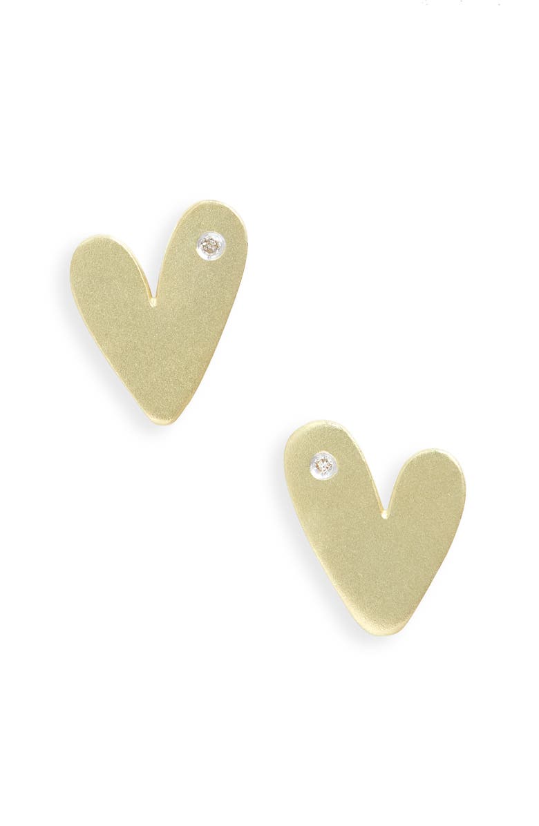 Meira T Diamond Heart Stud Earrings, Main, color, Yellow