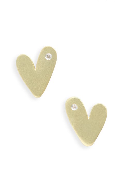 Diamond Heart Stud Earrings