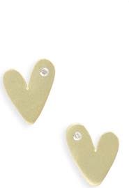 Meira T Diamond Heart Stud Earrings