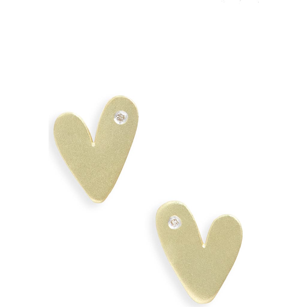Meira T Diamond Heart Stud Earrings In Yellow