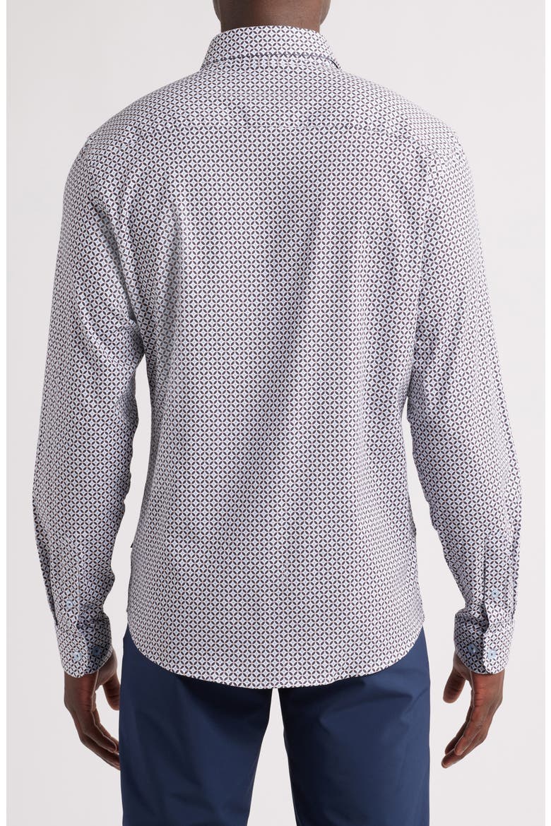 Flower Mosaic Stretch Cotton & Lyocell Button-Up Shirt, Alternate, color, LIGHT BLUE