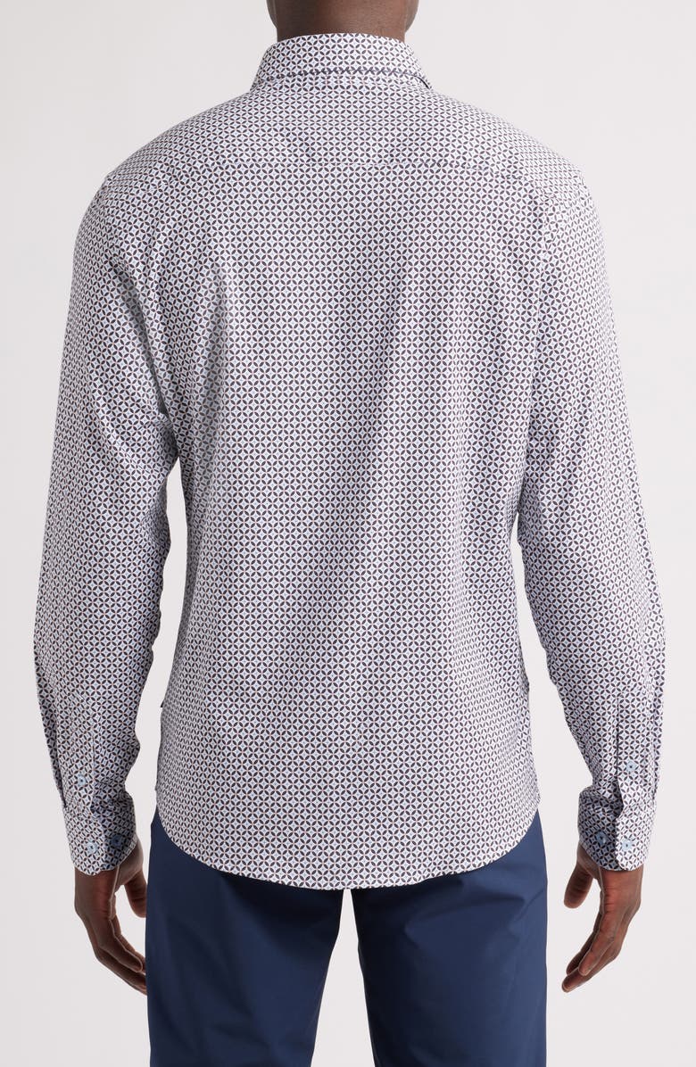 Stone Rose Flower Mosaic Stretch Cotton & Lyocell Button-Up Shirt, Alternate, color, 