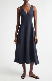 A.L.C. Clara Deep V-Neck Cotton Blend Dress
