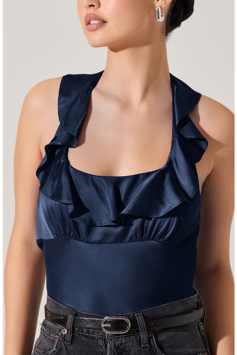 Morrigan Ruffle Halter Top, Alternate, color, NAVY