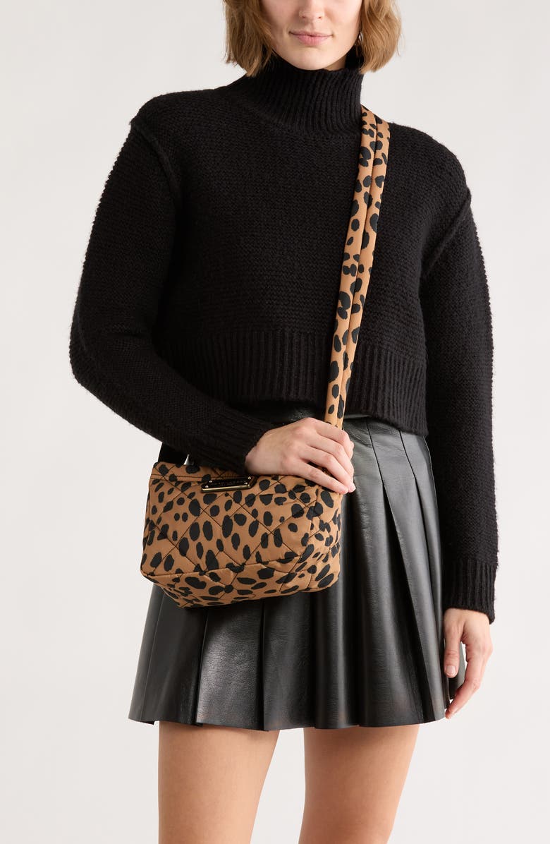 Marc Jacobs Cheetah Print Quilted Nylon Crossbody Bag, Alternate, color, Dark Khaki/ Black