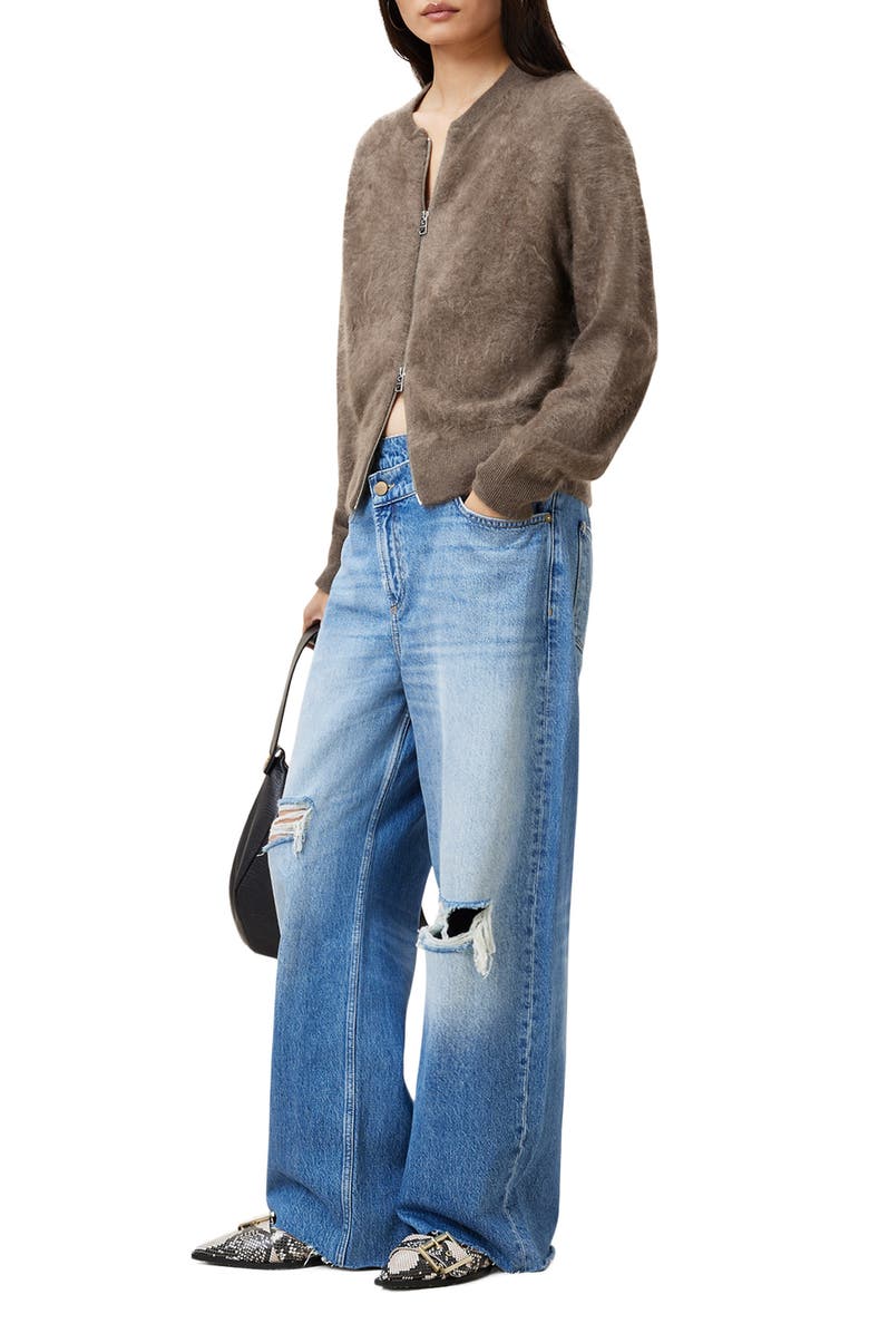 AllSaints Rebel Zip Cashmere Cardigan, Alternate, color, 