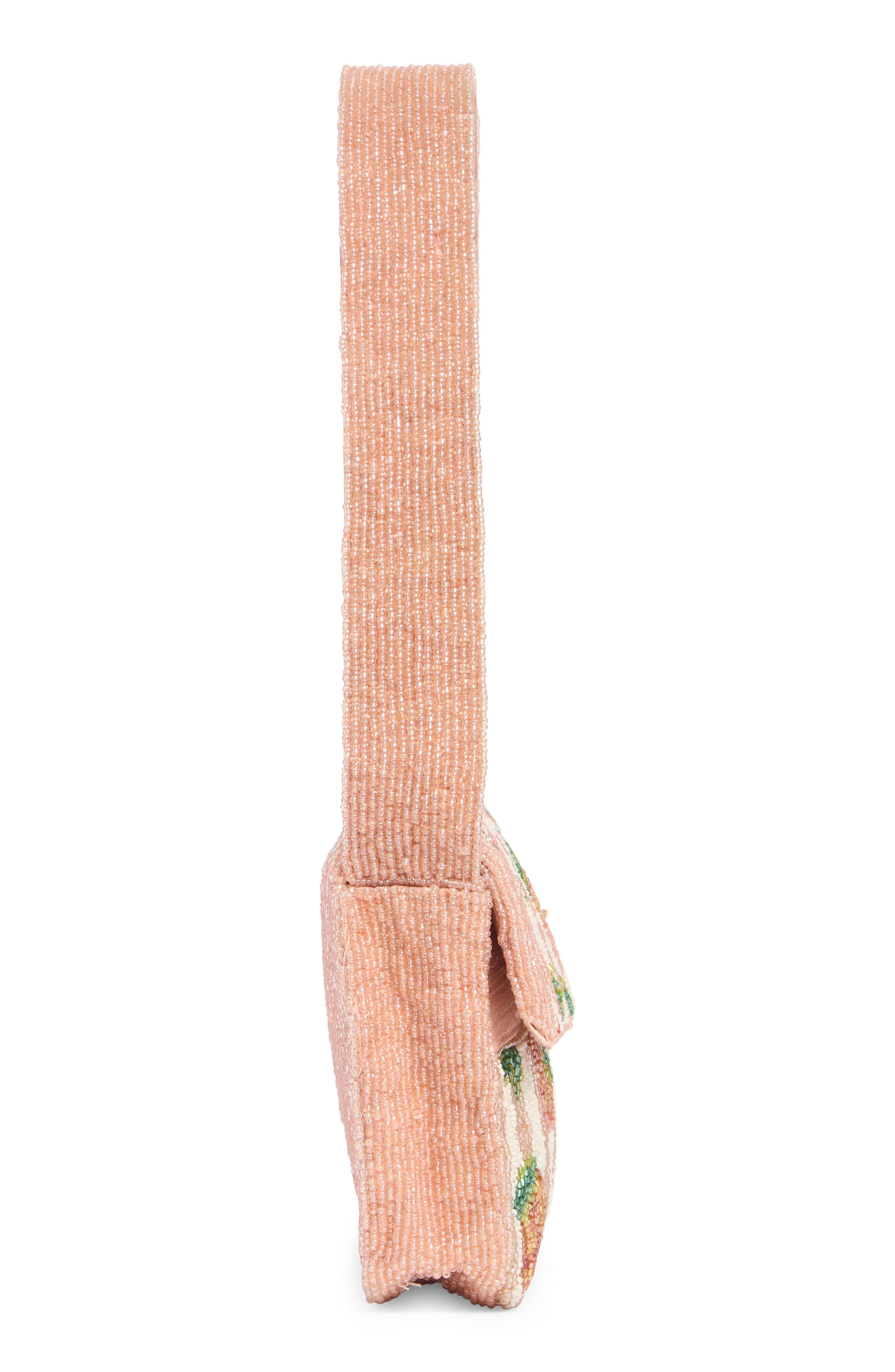 Stripe Peaches Beaded Shoulder Bag, Alternate, color, PEACH MULTI