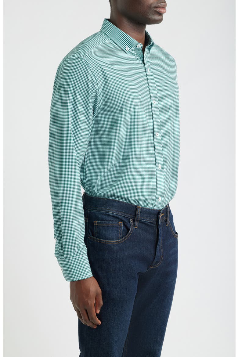 XC+™ Performance Game Day Gingham Button-Up Shirt, Alternate, color, GREEN
