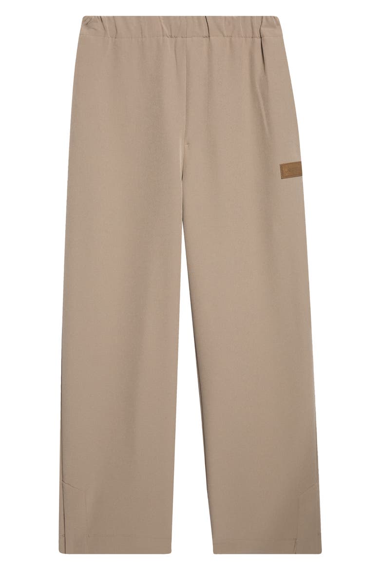 Logo Patch Stretch Cady Track Pants, Main, color, DARK SAND