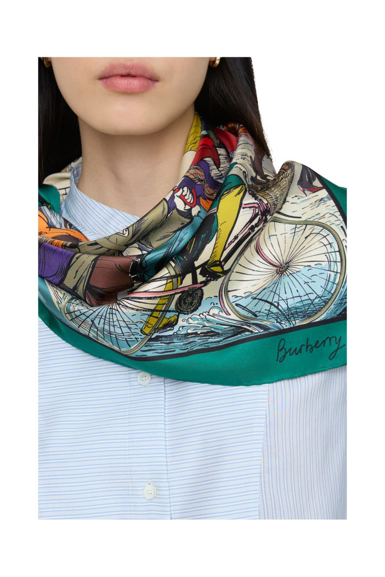 Raining Cats and Dogs  Silk Scarf, Alternate, color, Kew green