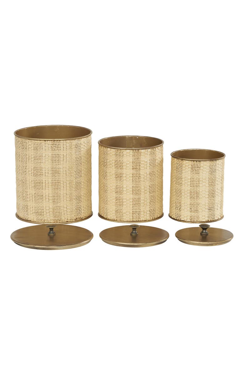 WILLOW ROW Boho Set of 3 Decorative Containers, Alternate, color,
