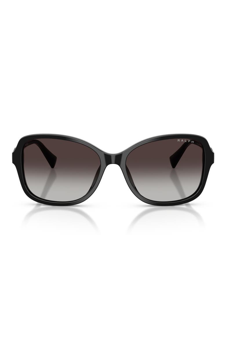 57mm Square Sunglasses, Main, color, SHINY BLACK / GRADIENT GREY