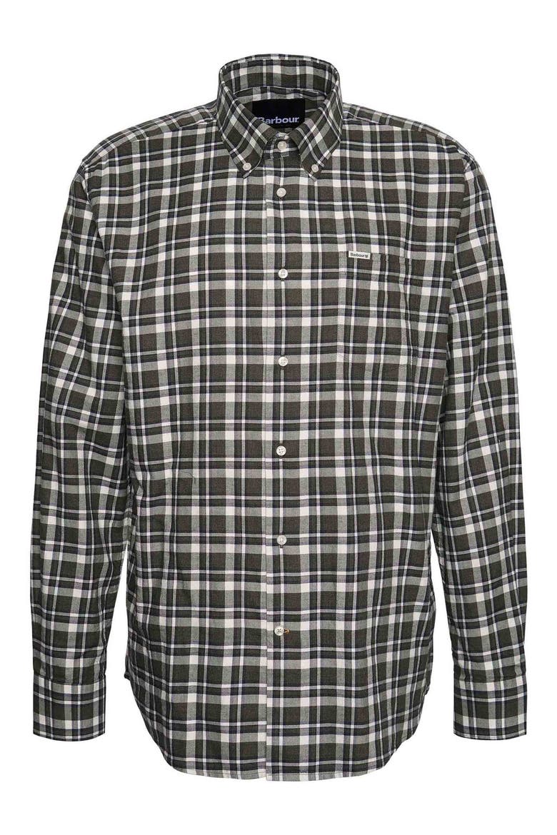 Turville Regular Fit Plaid Cotton Button-Down Shirt, Alternate, color, OLIVE