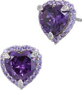 SAVVY CIE JEWELS Cubic Zirconia Heart Halo Stud Earrings