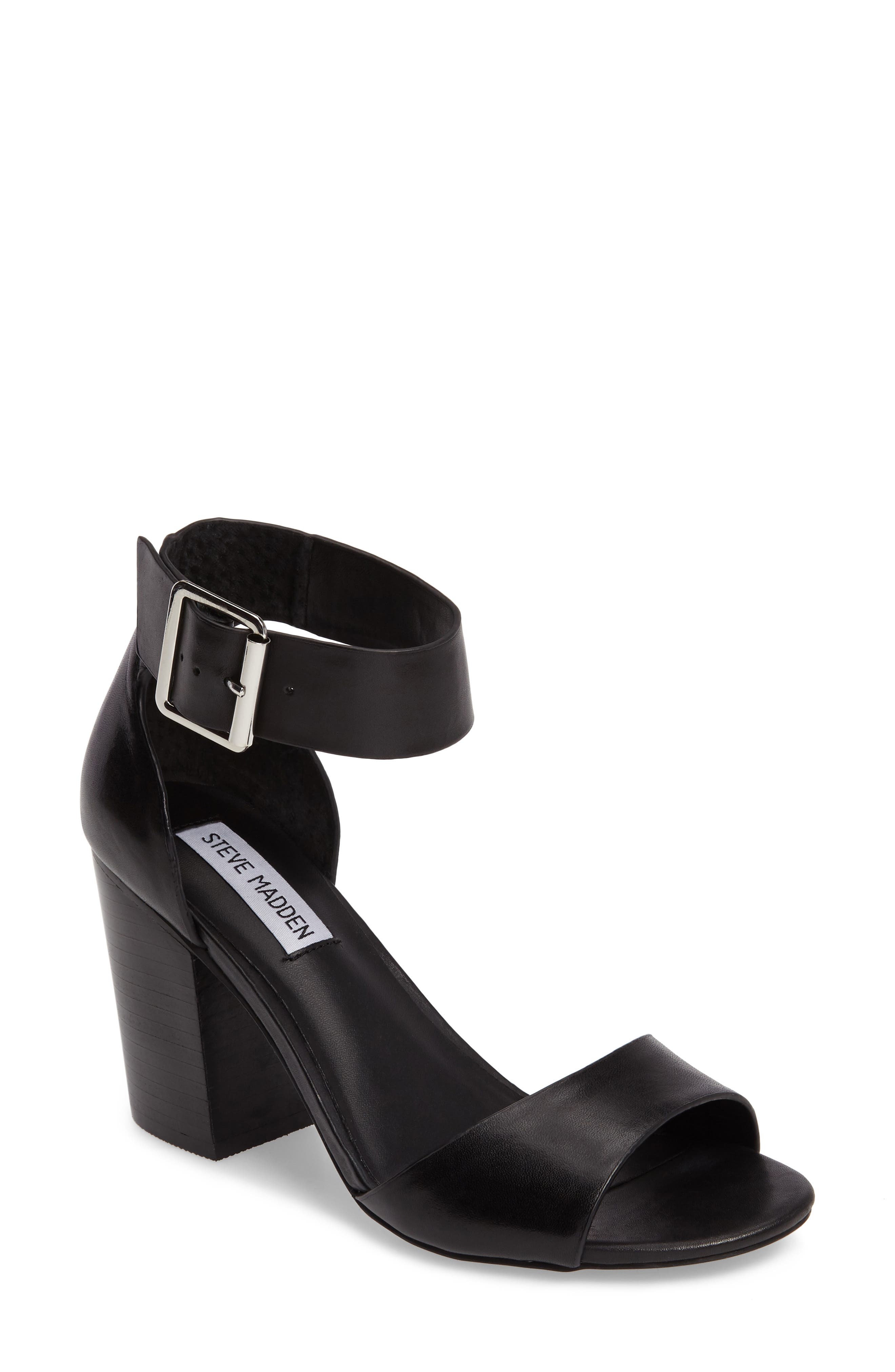 Gerard Block Heel Sandal, Main, color, BLACK LEATHER