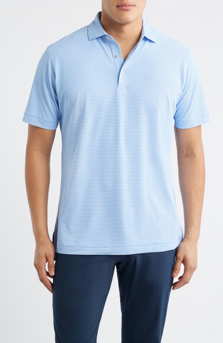 Peter Millar Grace Stripe Performance Piqué Golf Polo, Main, color, Bluebird