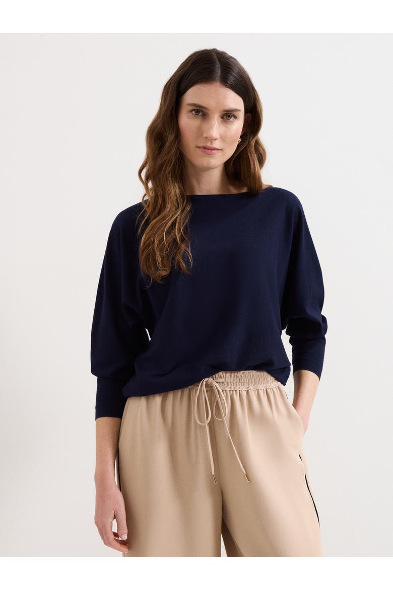 Cristine Slash-Neck Knitted Jumper, Main, color, Navy
