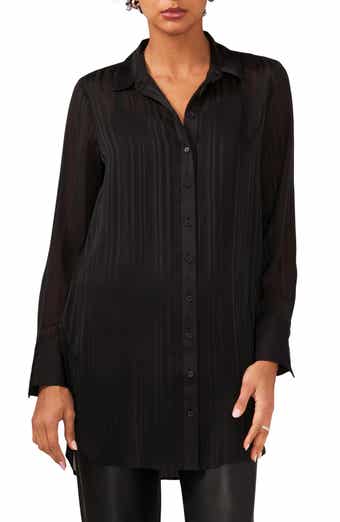 Variegated Tonal Stripe Button-Up Tunic Shirt