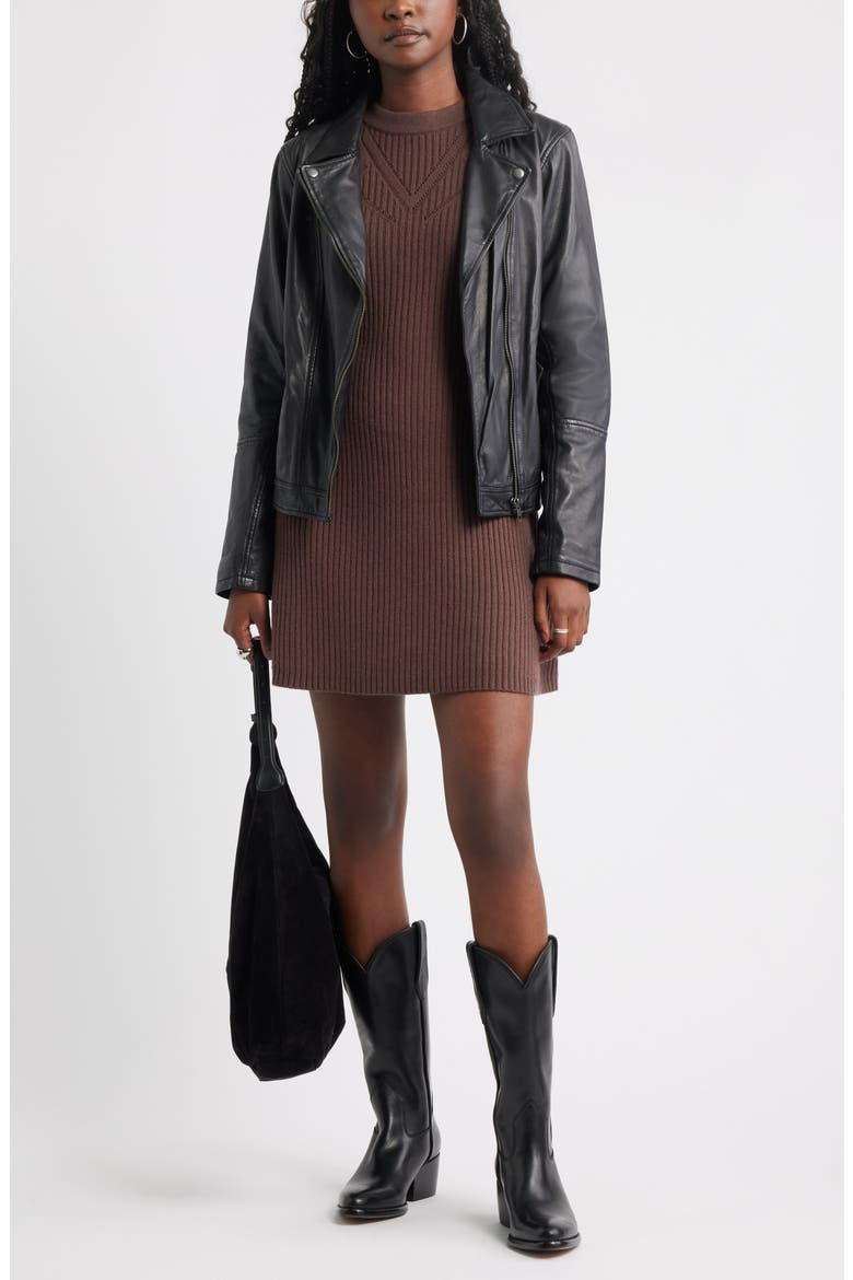 Long Sleeve Merino Wool & Cotton Blend Sweater Dress, Alternate, color, BROWN FAWN