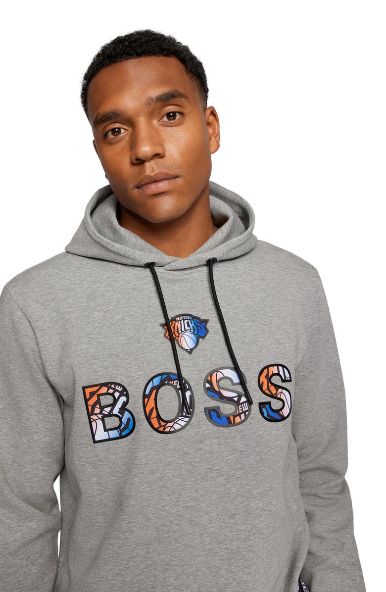 BOSS x NBA New York Knicks Wbounce 2 Logo Cotton Blend Graphic Hoodie, Alternate, color, 