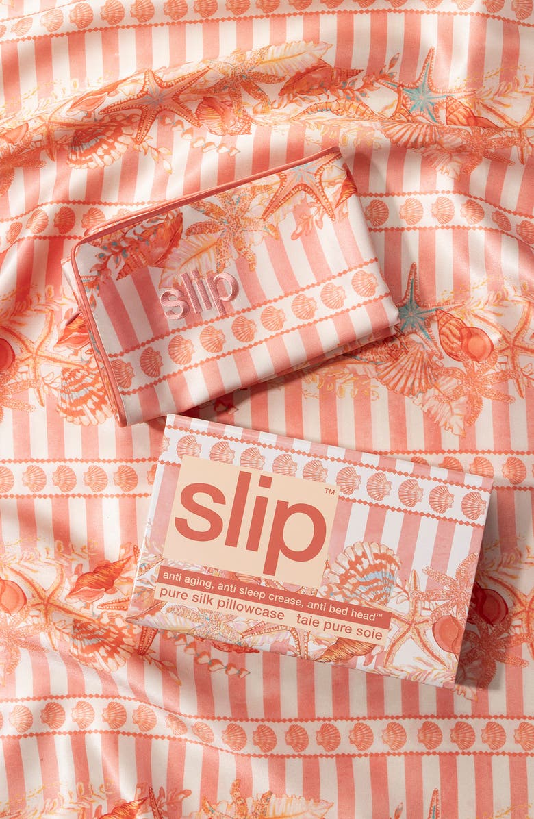 slip Seashell Queen Silk Pillowcase, Alternate, color, Seashell