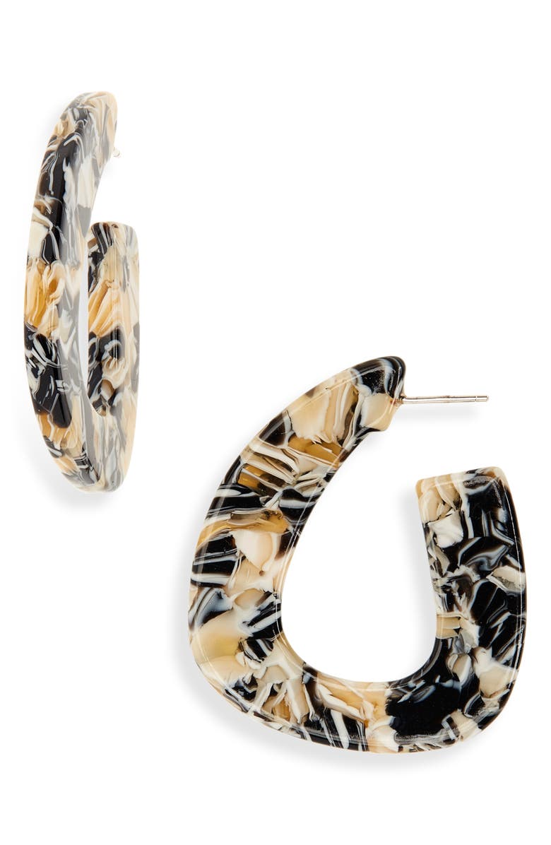 Madewell Colorblock Acetate Hoop Earrings, Main, color, 