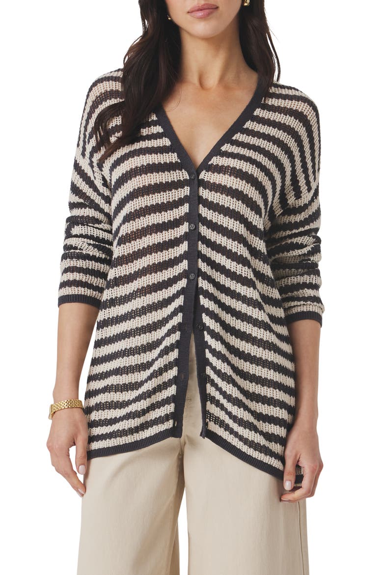 Yasmine Striped Cardigan, Main, color, LEAD/NATURAL