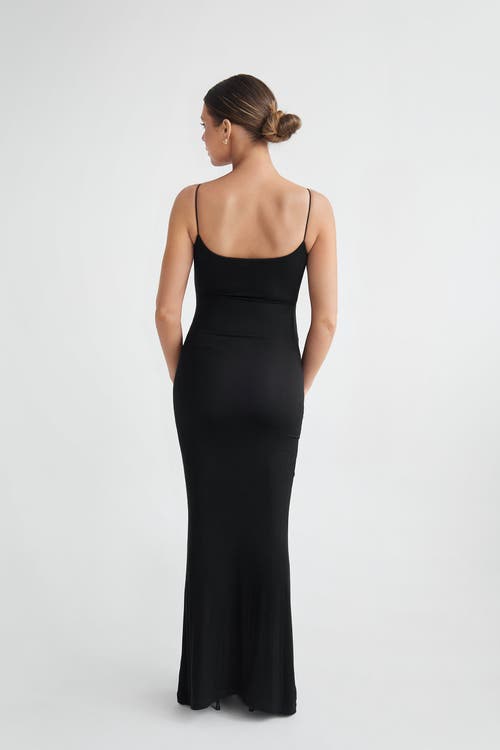 Lo+jayne The Maxi Corded Straps Ribbed Dress In Black